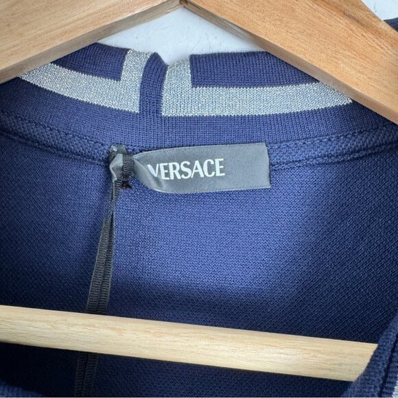 NWT VERSACE Navy Greca Collar Polo size L - Picture 5 of 7